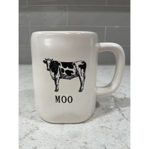 MOO COW Farm Rae Dunn 19oz Coffee Mug Cup Black and White Farmline NEW